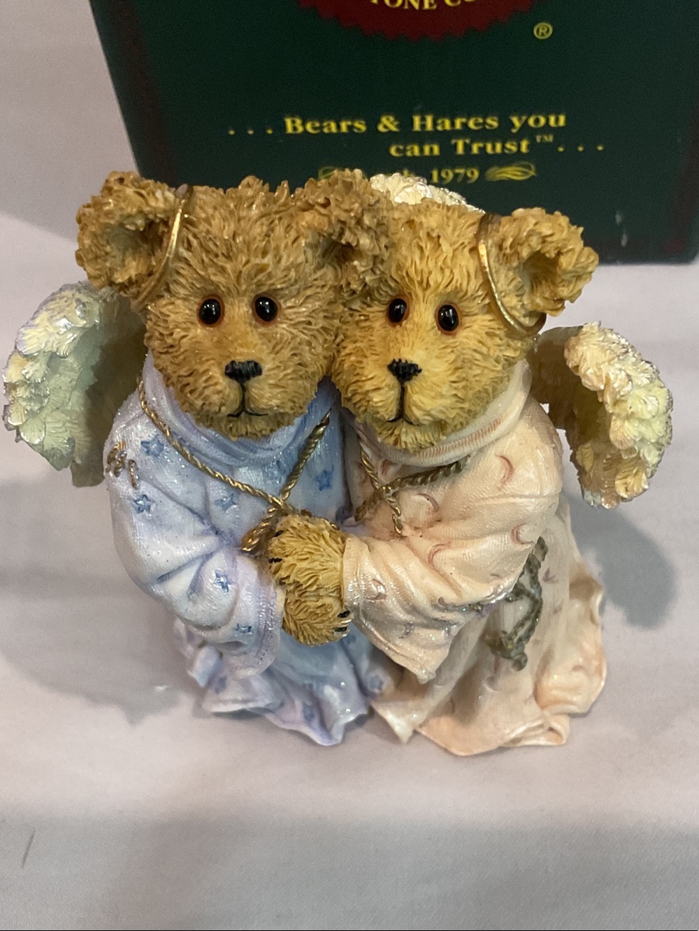Boyds Bears Angelic Twin Bears Figurine - Blue and Cream - Picture 2 of 7